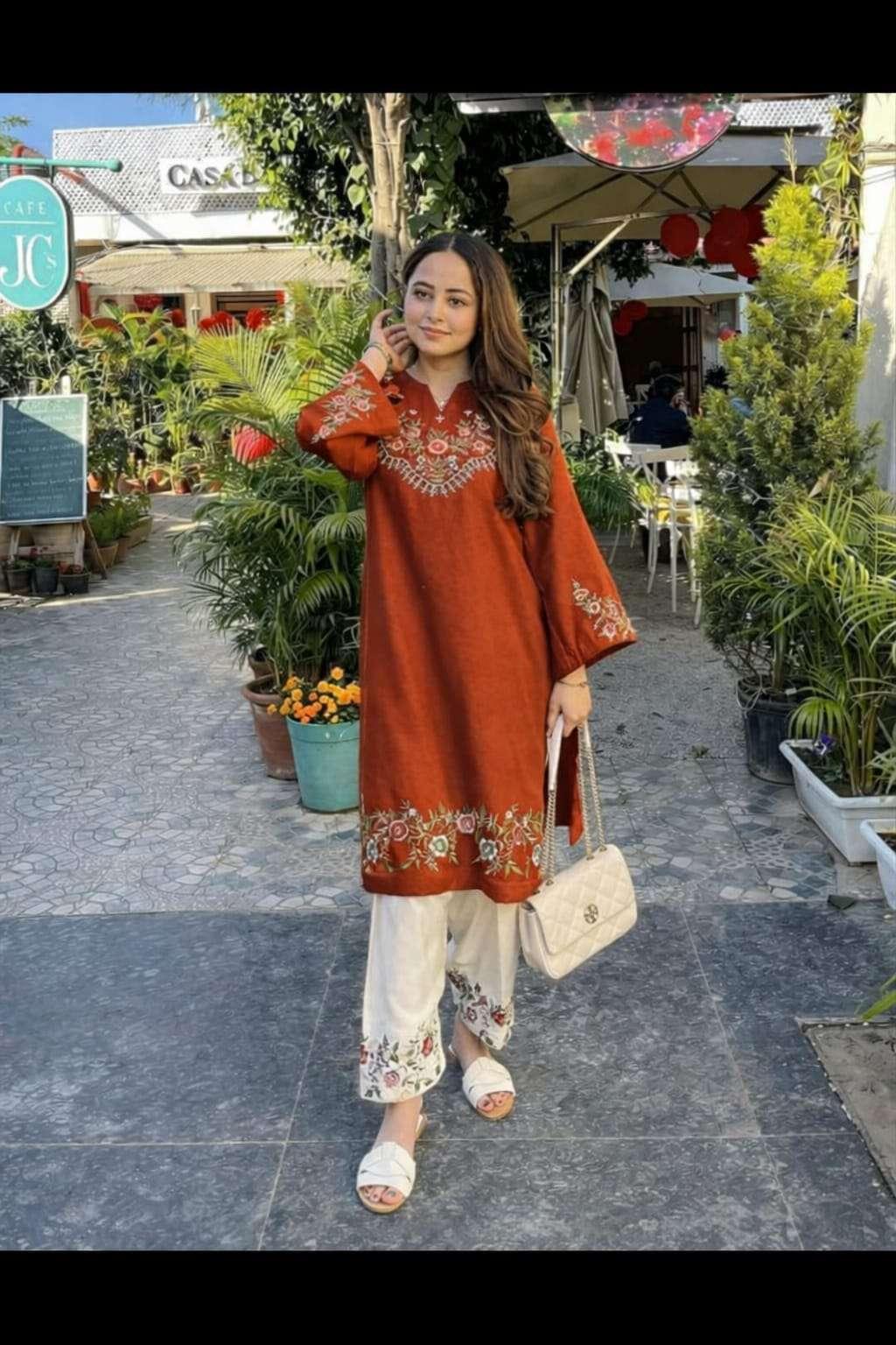 Embroidered Indowestern Set - Thumbnail 4